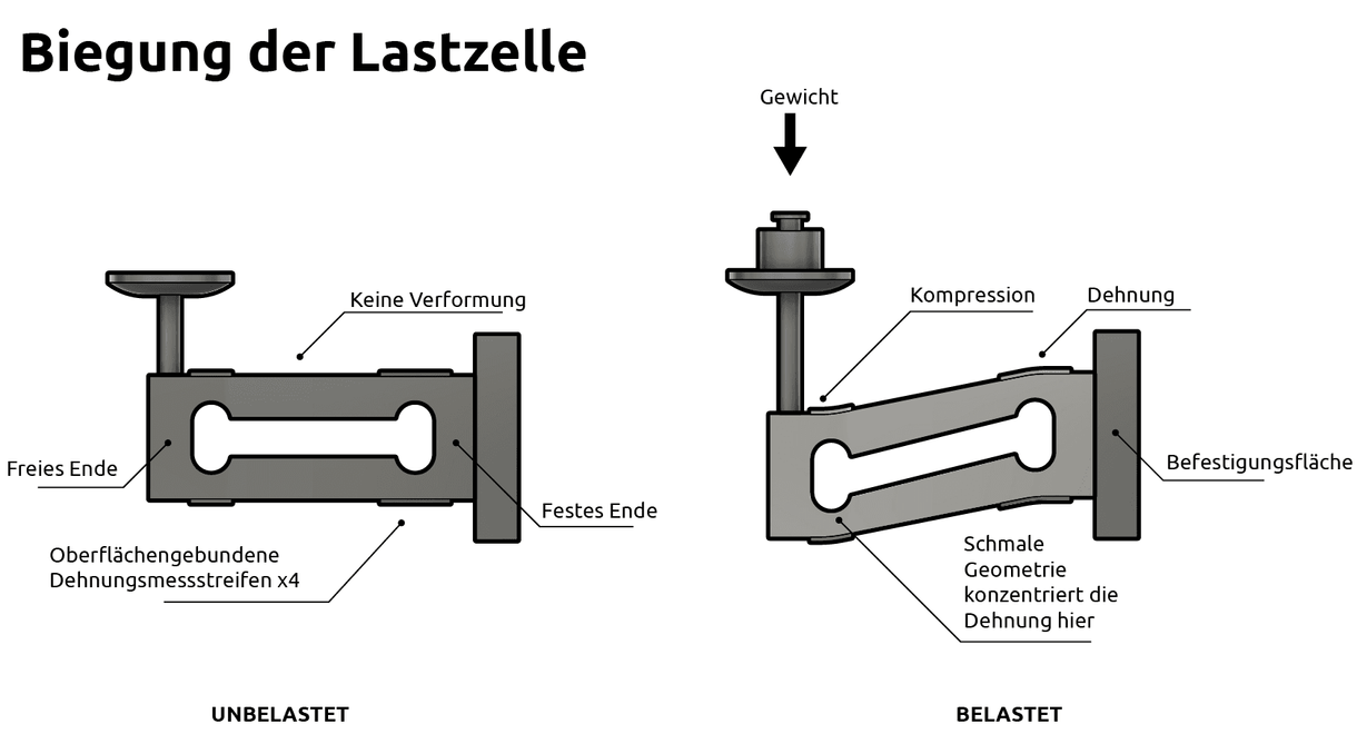 Biegung der Lastzelle
